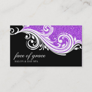 BUSINESS CARD elegant schwirl lila Glitzer schwarz Visitenkarte