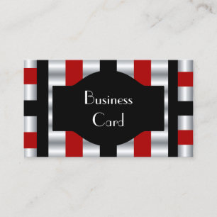 Business Card Elegant Stripe Red White Black Visitenkarte