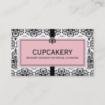BUSINESS CARD elegante Damaske schwarz pastellrosa