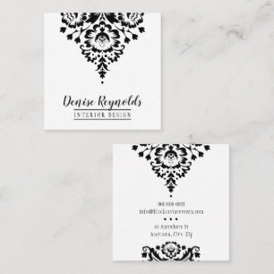 BUSINESS CARD elegante, stilvolle Damaske Schwarz- Quadratische Visitenkarte