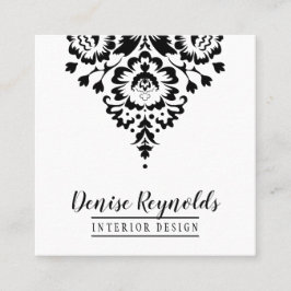 BUSINESS CARD elegante, stilvolle Damaske Schwarz- Quadratische Visitenkarte
