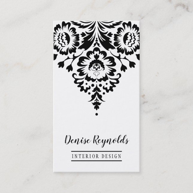 BUSINESS CARD elegante, stilvolle Damaske Schwarz- Visitenkarte (Vorderseite)