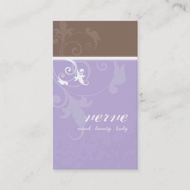BUSINESS CARD elegante verve foliage lilac mocha Visitenkarte (Vorderseite)
