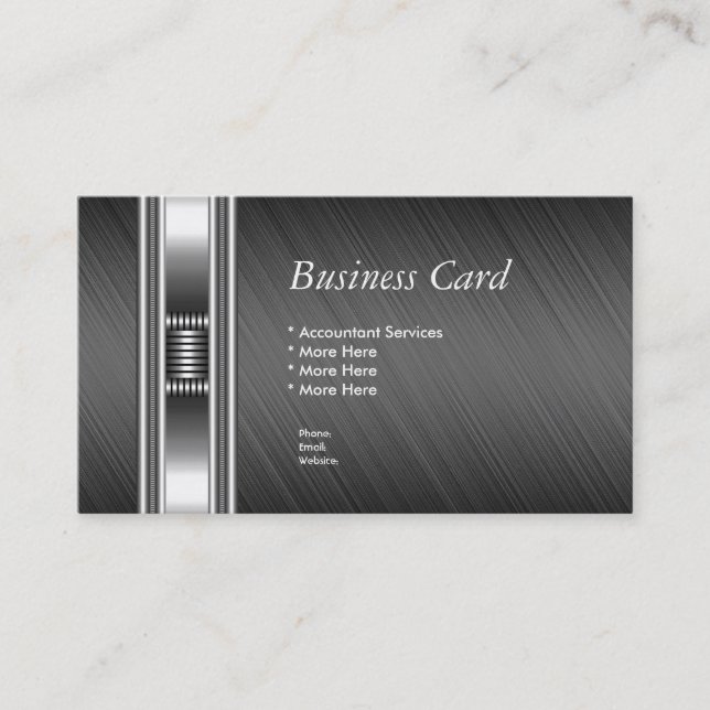 Business Card Eleganter Silver Chrome Gray Elite Visitenkarte (Vorderseite)