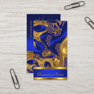Business Card Elegantes Exotic Blue Gold Abstrakt Visitenkarte
