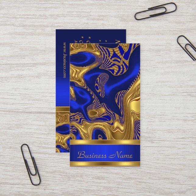 Business Card Elegantes Exotic Blue Gold Abstrakt  Visitenkarte (Vorderseite/Rückseite Beispiel)