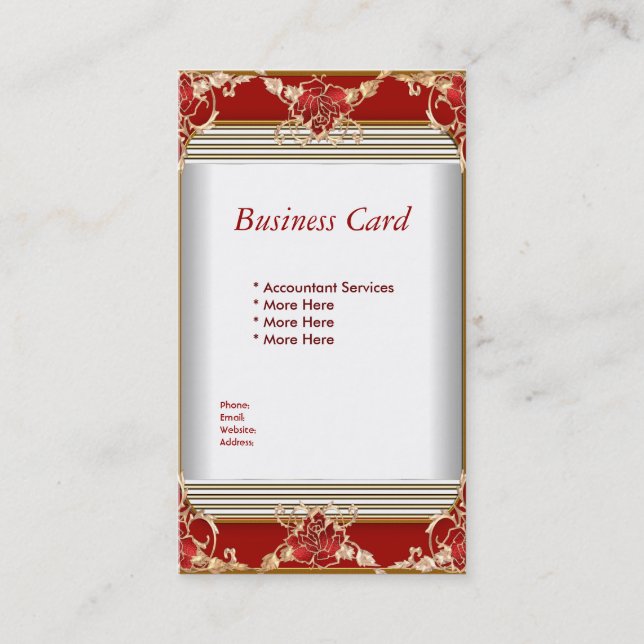 Business Card Elegantes Rotes Gold Elite Visitenkarte (Vorderseite)