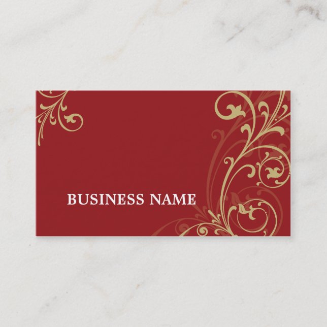 BUSINESS CARD fabelhaft elegantes geblüht Rot Gold Visitenkarte (Vorderseite)