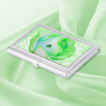 Business Card-Fall für grüne keltische Rose Visitenkarten Dose<br><div class="desc">Grüne Rose mit einem Kleeblatt auf der Wange. Original Kunst. Siehe dazu passende Karte.</div>