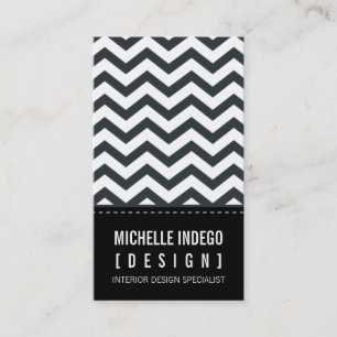 BUSINESS CARD fett-trendige Zickzack Streifen schw Visitenkarte