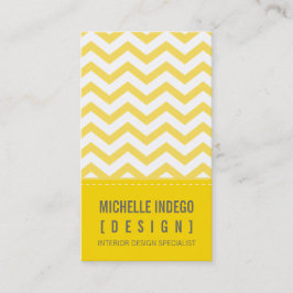 BUSINESS CARD fett-trendy Zickzack Streifen gelb Visitenkarte