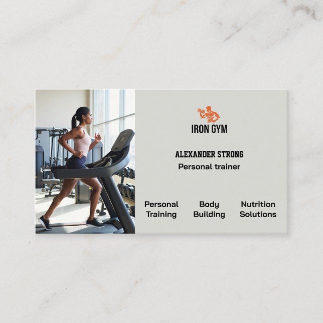 Business card fitness trainer body building gym visitenkarte (Vorderseite)