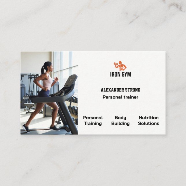 Business card fitness trainer body building gym visitenkarte (Vorderseite)