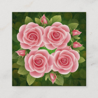 Business Card Floral Pink Roses Quadratische Visitenkarte