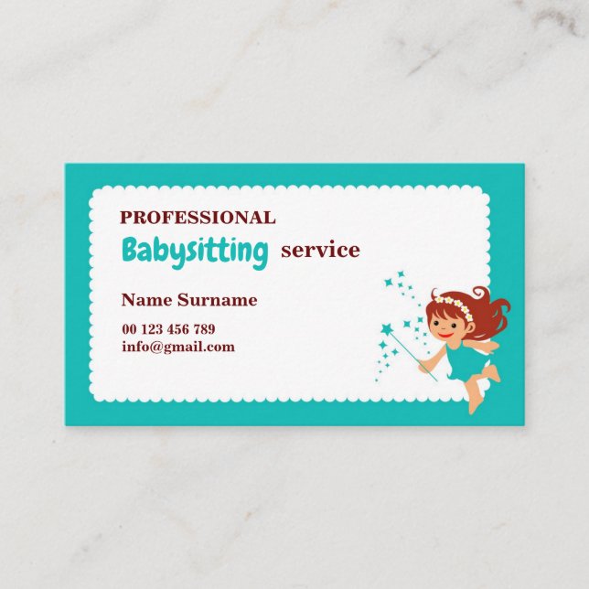 Business card for babysitter, childcare visitenkarte (Vorderseite)