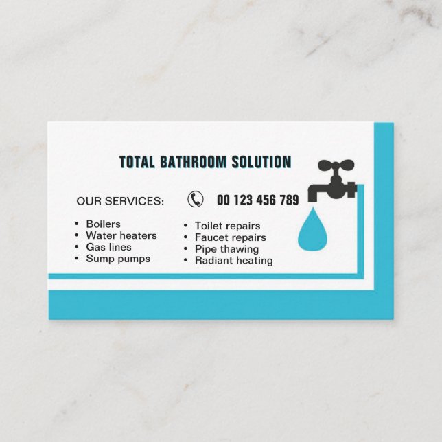 business card for plumber & handyman visitenkarte (Vorderseite)