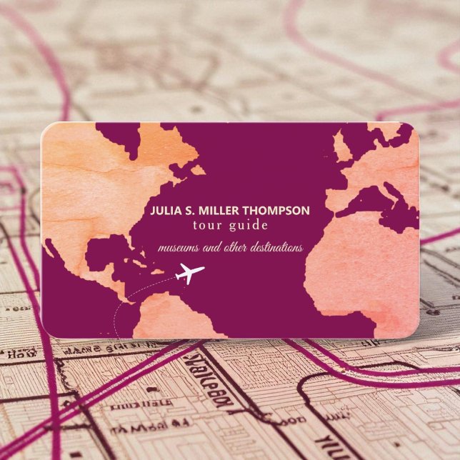 Business Card for Tour Guides with Map  Visitenkarte (Von Creator hochgeladen)