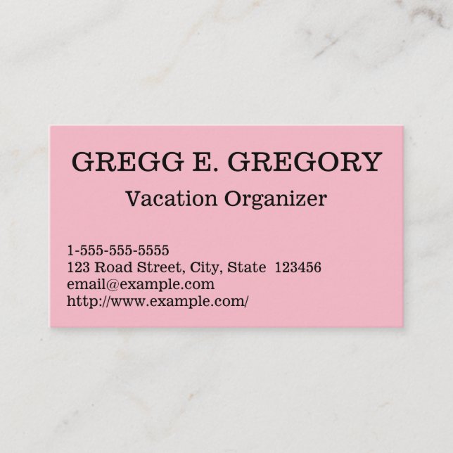 Business Card für Basic & Elegant Vacation Organiz Visitenkarte (Vorderseite)