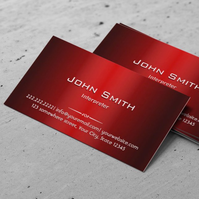 Business Card für berufliche Red Metal Interpreter Visitenkarte (Von Creator hochgeladen)