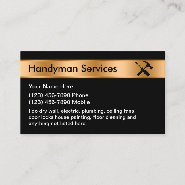 Business Card für Classy Handyman Services Visitenkarte (Vorderseite)
