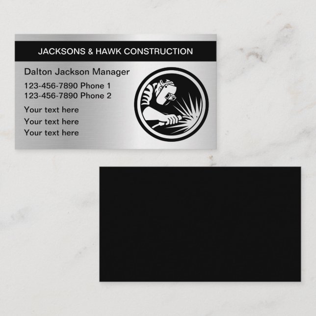 Business Card für den Bau von Metallschminken Visitenkarte (Vorne/Hinten)
