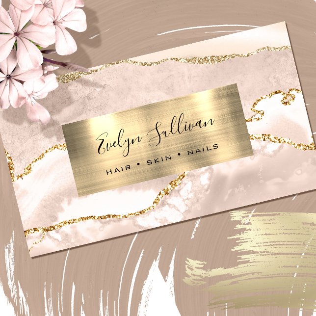 Business Card für Elfenbein und Gold Agate Visitenkarte (Von Creator hochgeladen)