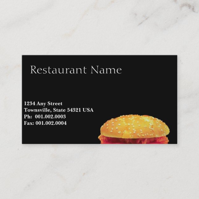 Business Card für Fast Food Restaurant Visitenkarte (Vorderseite)