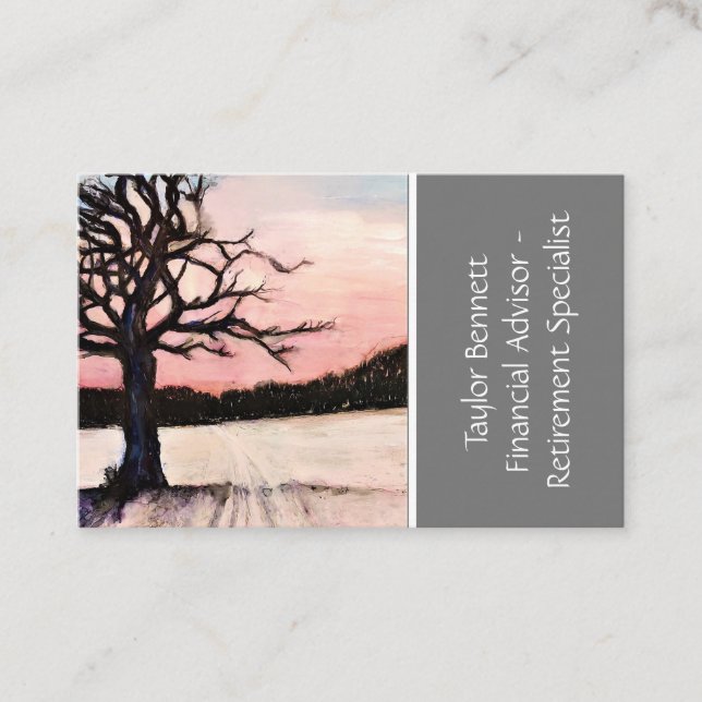 Business Card für Fine Art Sunset Snow Scene Visitenkarte (Vorderseite)