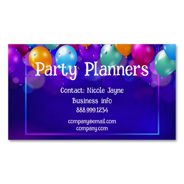 Business Card für Fun Balloon Party- oder Veransta Magnetische Visitenkarte (Vorderseite)
