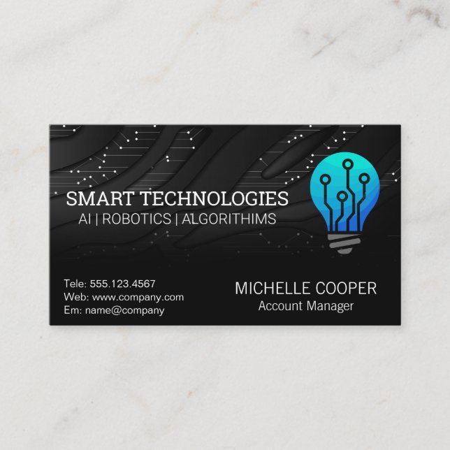 Business Card für Light Bulle Tech-Logos Visitenkarte (Vorderseite)