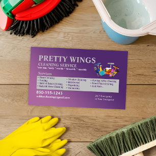 Business Card für lila und graue Reinigung Visitenkarte