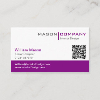 Business Card für lila und weißen QR-Code Visitenkarte