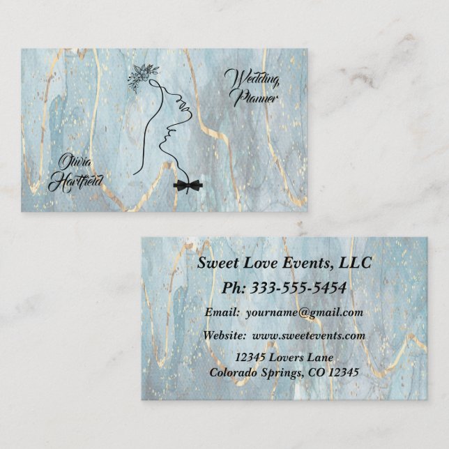 Business Card für Minimalistische Glitzer-Hochzeit Visitenkarte (Vorne/Hinten)