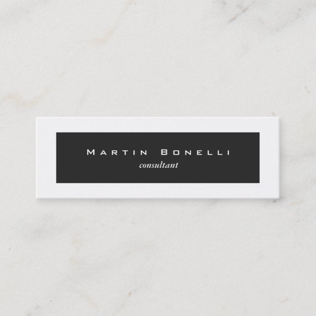 Business Card für Minimalistische graue weiße Gren Mini Visitenkarte (Vorderseite)
