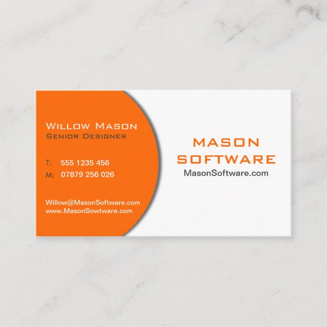Business Card für moderne Orange & White Technolog Visitenkarte (Vorderseite)