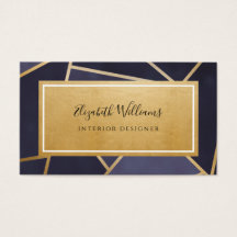 Business Card für Navy Blue Gold Interior Designer