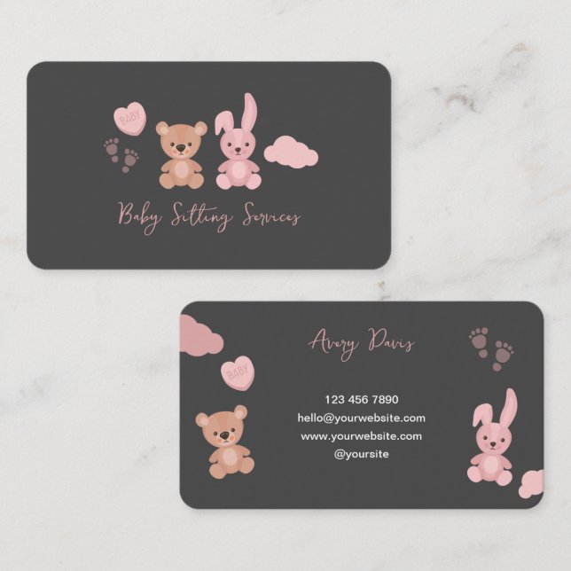 Business Card für niedliche Kindersitzdienste Visitenkarte (Vorne/Hinten)