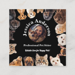 Business-Card für Schwarze Heimtiere mit benutzerd Quadratische Visitenkarte
