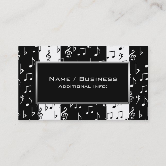 Business Card für Schwarzweiß-Musikstreifen Visitenkarte (Vorderseite)