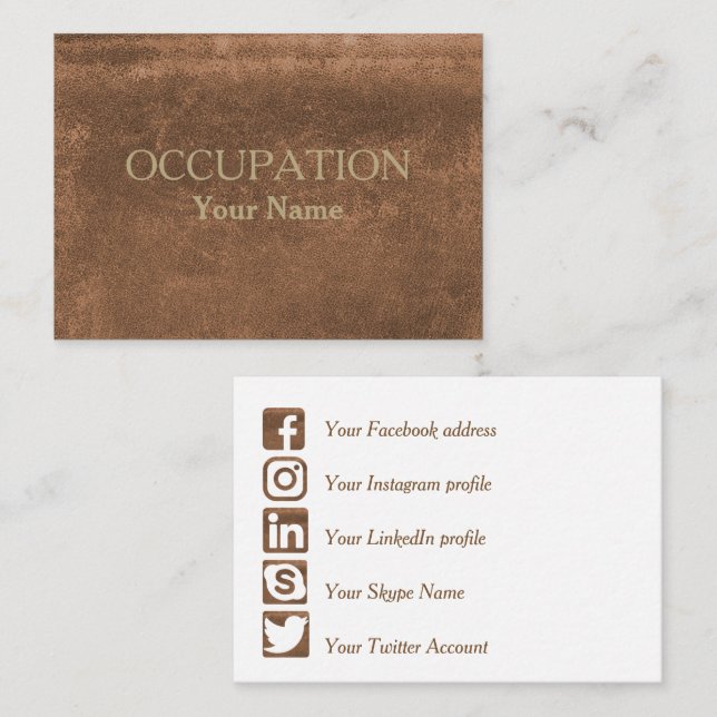 Business Card für Social Media Leather Visitenkarte (Vorne/Hinten)