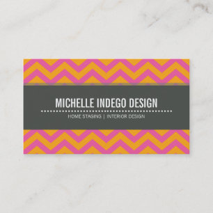 BUSINESS CARD hell Zickzack Muster orange rosa Visitenkarte