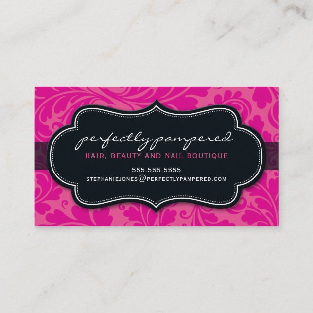 BUSINESS CARD Klasse geblüht Fuschia rosa schwarz Visitenkarte (Vorderseite)