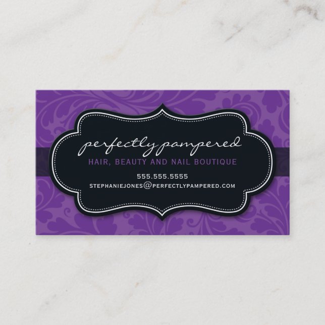 BUSINESS CARD Klasse geblüht violett lila schwarz Visitenkarte (Vorderseite)