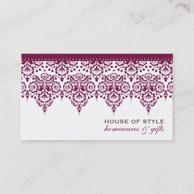 BUSINESS CARD Klassischer Damastraenmaroon Visitenkarte (Vorderseite)