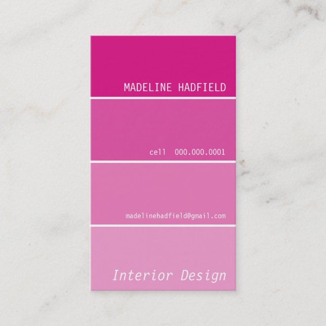 BUSINESS CARD Lackchip Swatch Magenta rosa Visitenkarte (Vorderseite)