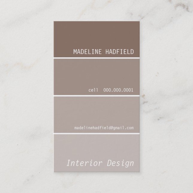 BUSINESS CARD-Lackchip Swatch mocha braun Visitenkarte (Vorderseite)