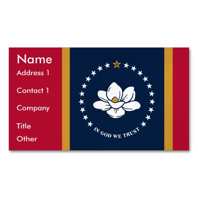 Business Card Magnet with Flag of Mississippi (Vorderseite)