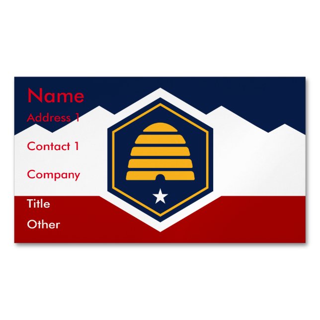 Business Card Magnet with Flag of Utah, US (Vorderseite)