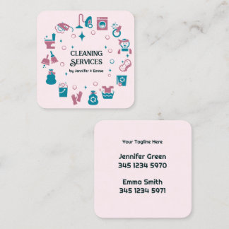 Business Card mit mehreren Namen für die Reinigung Quadratische Visitenkarte