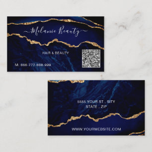 Business Card mit QR-Code für die blaue Gold-Marmo Visitenkarte